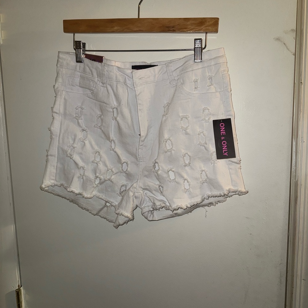 White Distressed Women Shorts